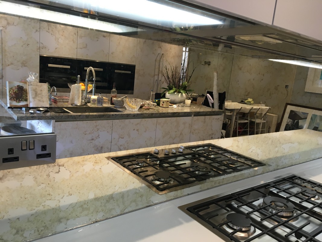 Mirror glass splashback in Grove Park luxury kitchen